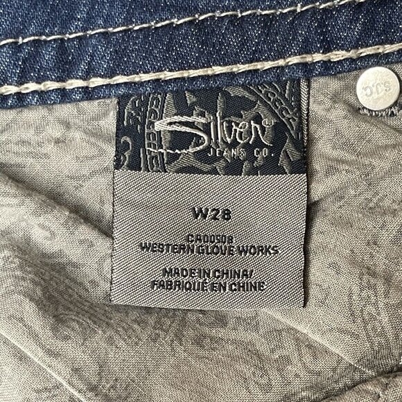 Silver Jeans Womens 28W Blue Suki Surplus Capri Embroidered Flap Pockets Stretch - Picture 11 of 16